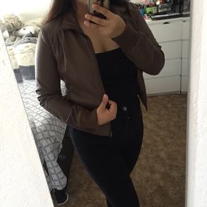 Brown (fake) leather jacket
